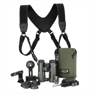 VEO HD IV 10X42 Fernglas + Veo Optic Guard Harness + Vanguard Pack Digiscopy Kit